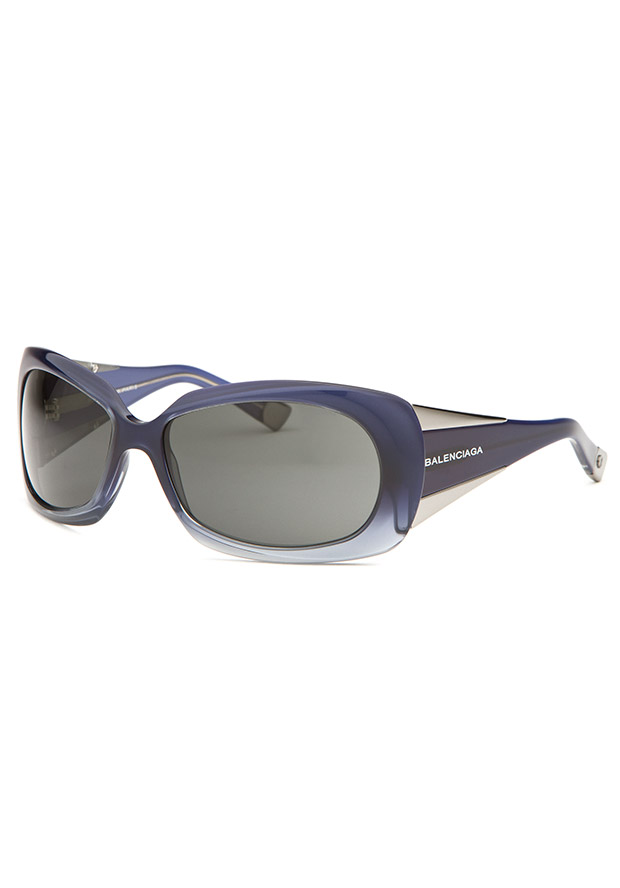 Women's Rectangle Blue Acetate Sunglasses - Balenciaga Watch