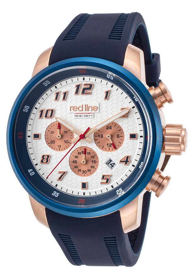 Topgear Chrono Navy Blue Silicone Silver-Tone Dial - Red Line Watch