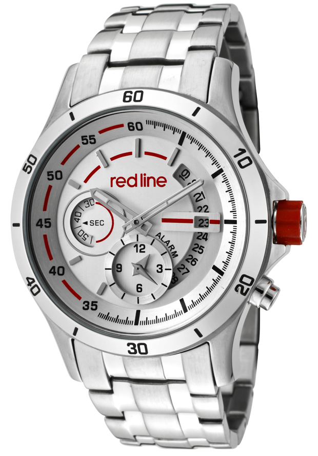 Men's Tech Alarm Silver Dial Stainless Steel - Red Line Watch