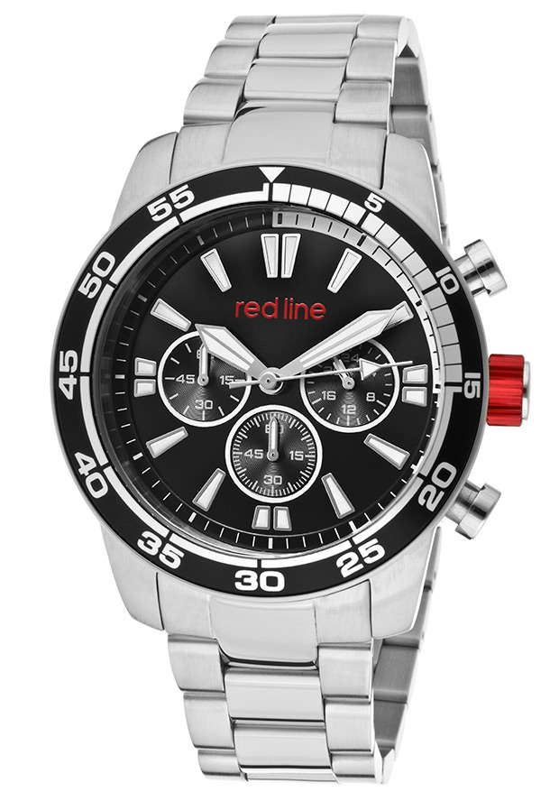 Men's Cruiser Chronograph Black Dial Stainless Steel - Red Line Watch