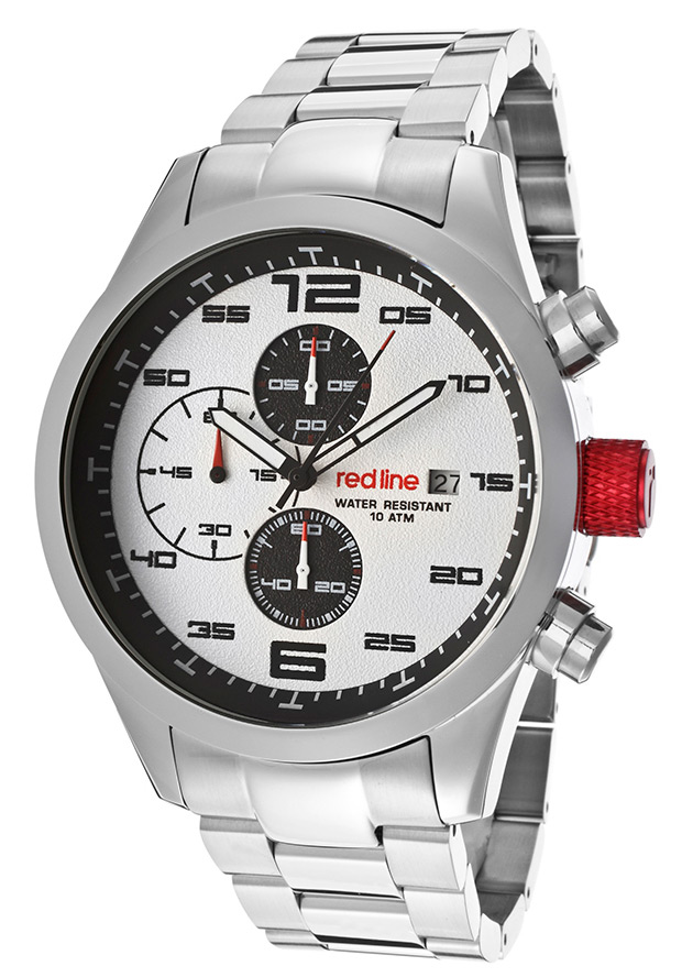 Men's Stealth Chronograph White Dial Stainless Steel - Red Line Watch
