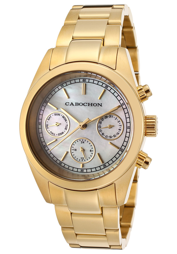 De Ce Monde Multi-Function Gold-Tone Stainless Steel Mother of Pearl Dial - Cabochon Watch