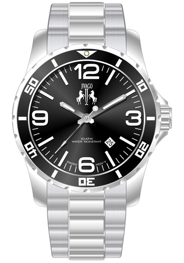 Men's Ultimate Quartz Black Dial Stainless Steel - Jivago Watch