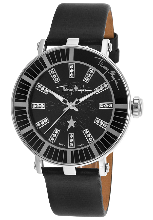 Women's Black Genuine Leather Black dial - Thierry Mugler Watch