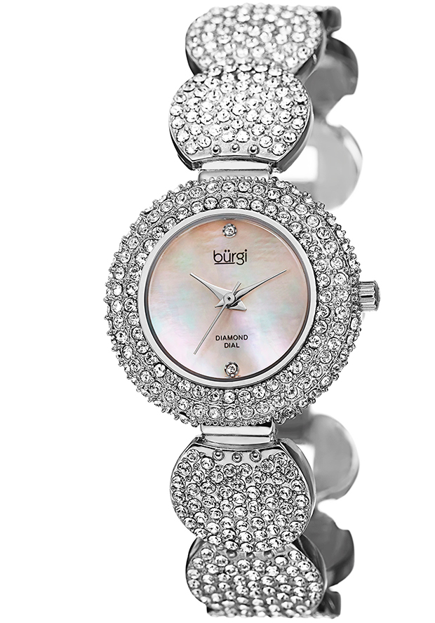 Women's Silver-Tone Base Metal Mother of Pearl Dial - Burgi Watch