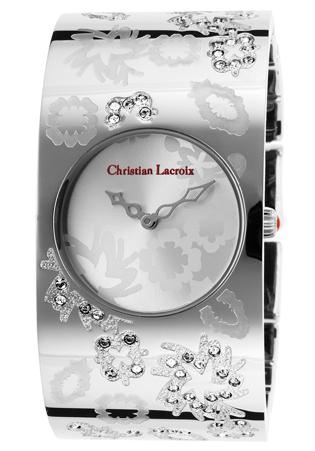 Women's Stainless Steel Patterned Silver Tone Dial - Christian Lacroix Watch