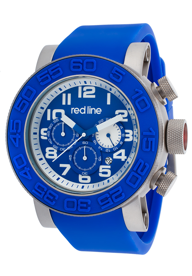 Xlerator Chronograph Blue Silicone and Dial White Accent - Red Line Watch
