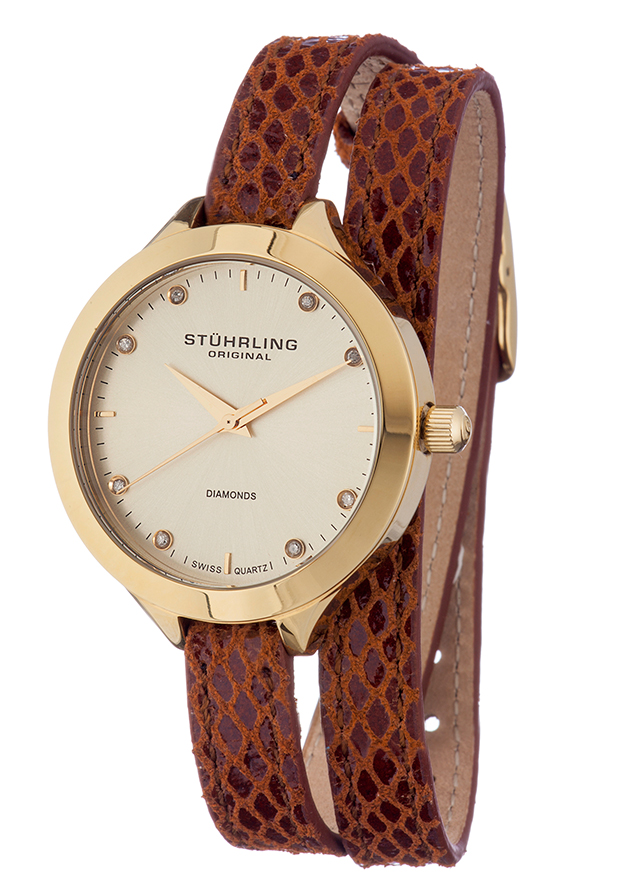 Women's Classic Brown Genuine Leather Gold-Tone Dial - Stuhrling Original Watch