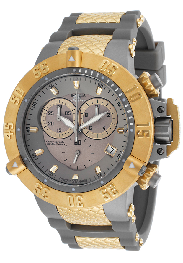 Men's Subaqua Chrono Grey Silicone Titanium-Tone & Gold-Tone Dial - Invicta Watch