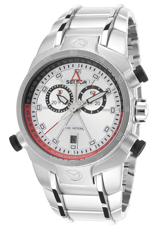 Men's Elegance Chronograph Stainless Steel Silver-Tone Dial - Sector Watch