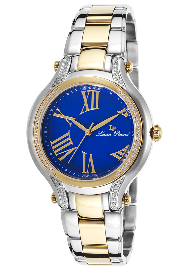 Lucien Piccard Watches Elisia Two-Tone Stainless Steel Blue Dial Crystal Accents