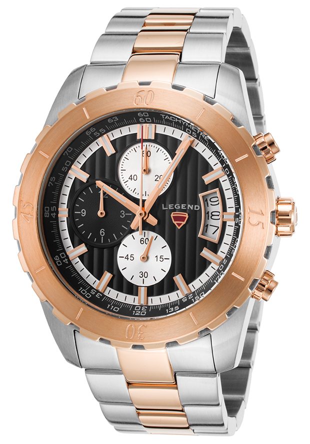 Legend Watches Primo Chronograph Two-Tone Stainless Steel Black Dial