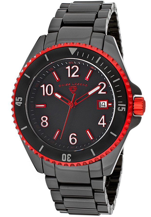 Luminar Black Ceramic and Dial Red Bezel - Swiss Legend Watch