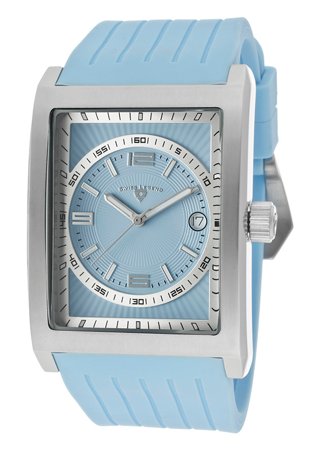 Limousine Light Blue Silicone and Dial Silver-Tone Accent - Swiss Legend Watch