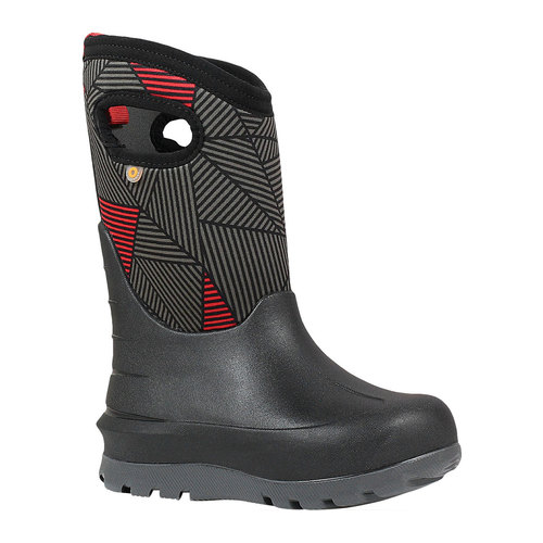 Children's Bogs Neo-Classic Pull On Winter Boot, Size: 4 M, Black Multi Big Geo Rubber/Nylon Jersey