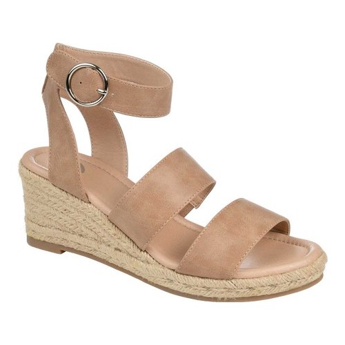 Women's Journee Collection Norra Espadrille Ankle Strap Wedge Sandal, Size: 9 M, Taupe Faux Leather