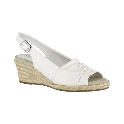 Women's Easy Street Kindly Espadrille Slingback, Size: 8 N, White Textured Synthetic
