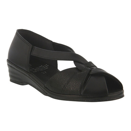 Women's Spring Step Jasna Peep Toe Sandal, Size: 35 M, Black Leather