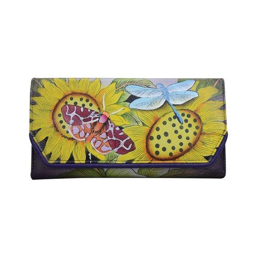 Women's Anna By Anuschka Hand Painted Leather Checkbook Clutch Wallet 1855, Size: Osfa, Tuscan Paradise