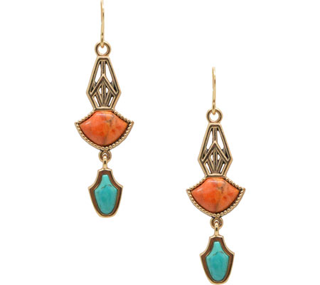 Women's Barse Genuine Turquoise/Coral Drop Earring MEDVE02TSCB