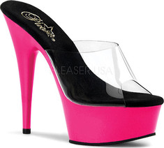 Women's Pleaser Delight 601UV - Clear/Neon Pink High Heels