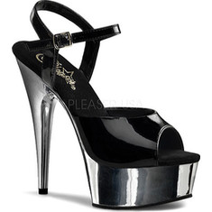 Women's Pleaser Delight 609 - Black/Chrome Sandals