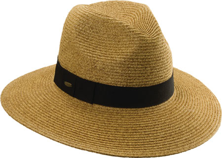 Women's Scala LP122 Paper Braided Fedora with Ribbon