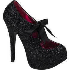 Women's Bordello Teeze 10G - Black Glitter Ornamented Shoes