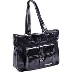 Women's Clark & Mayfield Stafford Vintage Leather Laptop Tote 17.3" - Black Oversized Handbags