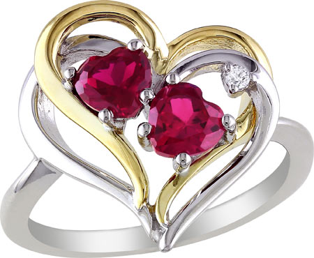 Women's Amour Two Tone Ruby & Diamond Fashion Ring