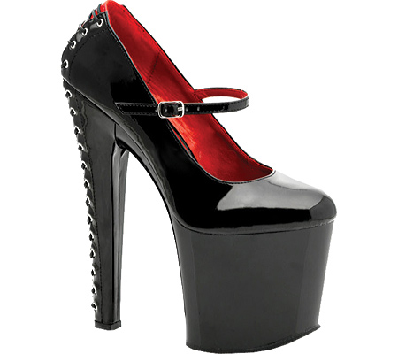 Women's Pleaser Taboo 788FH - Black/Red/Black Patent High Heels
