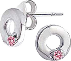 Moise - Sterling Silver Semi-precious Birthstone Circles (Women's) - Pink/Silver