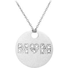 Moise - Sterling Silver Diamond 'Mom' Heart Necklace (Women's) - White/Silver