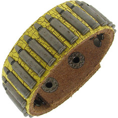 Moise - Yellow Leather & Silvertone Bullet Accent Bracelet (Women's) - Yellow/Silvertone