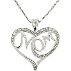 Moise - Sterling Silver 'Mom' Heart Necklace (Women's)