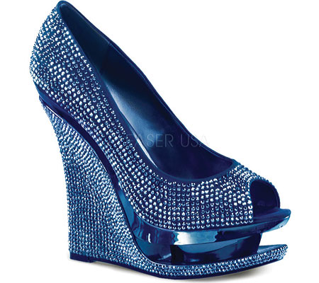 Women's Pleaser Day & Night Razzle 660RS - Blue Satin High Heels