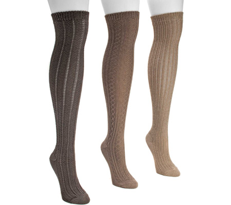 Women's MUK LUKS Over the Knee Textured Socks (3 Pair)