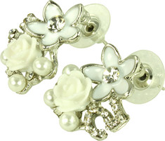 Women's Kate Marie Fashion Earrings Rose 2 - White Stud Earrings