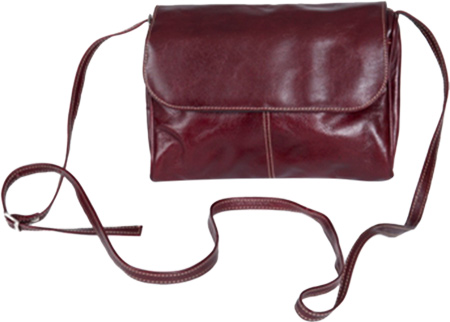 Women's David King Leather 3522 Florentine Flap Front Handbag - Cherry Purses