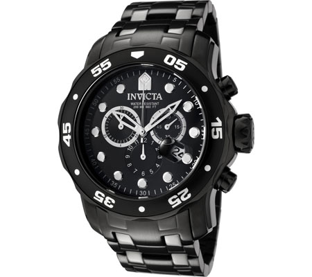 Men's Invicta Pro Diver Quartz Chronograph 0076 - Black Stainless Steel/Black Analog Watches