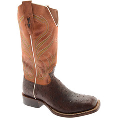 Twisted X Boots - MRAL001 (Men's) - Oiled Brandy Full Quill Ostrich/Orange Leather