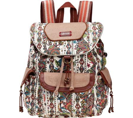 Women's Sakroots Artist Circle Flap Backpack - Natural Spirit Desert Casual Handbags