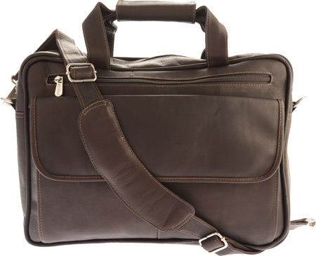 Piel Leather Slim Top-Zip Briefcase 3002 - Chocolate Leather Shoulder Bags