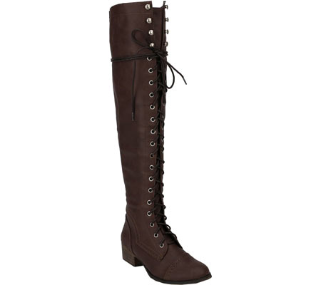 Women's Beston Alabama-12 - Brown Faux Leather Low Heel