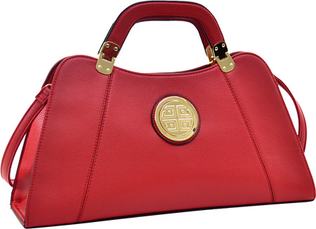 Women's Dasein Emblem Hinged Bag 3186-303042 - Red Satchels
