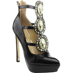 Women's L & C Lavania07 T-Strap Platform - Black Ornamented Shoes