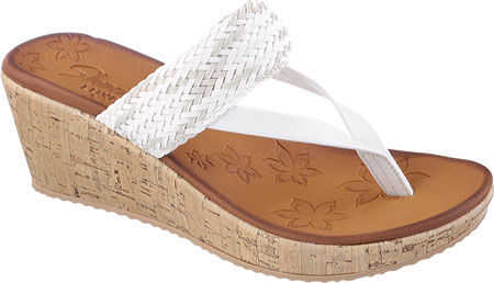 Women's Skechers Beverlee Endless Summer Sandal - White/Natural Thong Sandals