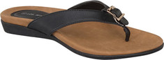 Women's Beston Lay-1 Thong Sandal - Black Faux Leather Thong Sandals