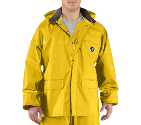 Men's Carhartt Surrey Rain Coat 100100 - Yellow Rain Jackets