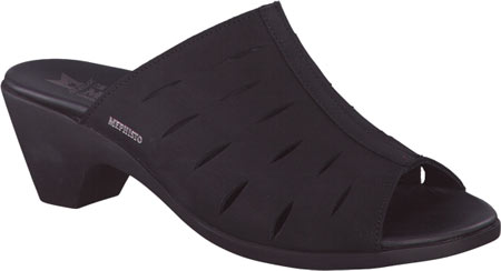 Women's Mephisto Cyrane Perforated Sandal - Black Bucksoft Sandals